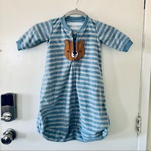 Carter's Fleece Baby Zip Sleep Sack, Blue & Gray Stripes/Bear, Size 3-6 Months